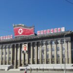 north korea, pyongyang, building, kim il sung square, the korean workers ' party headquarters, the democratic people's republic of korea, dprk, overseas, trip, overseas trip, blue sky, national flag, socialism, north korea, north korea, north korea, north korea, north korea